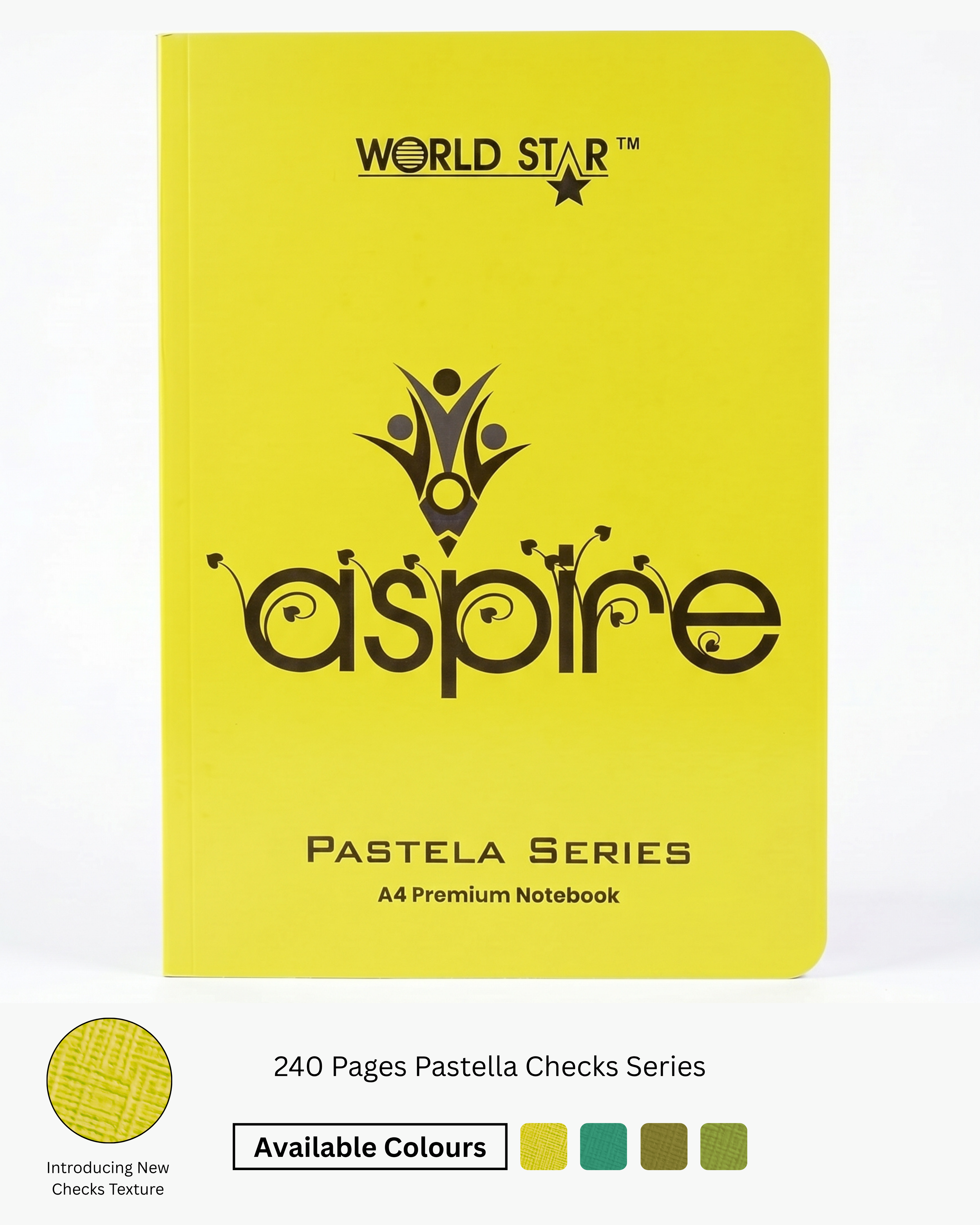A4 Size 240 Pages Pastella Checks Series Notebook (Pack of 6)