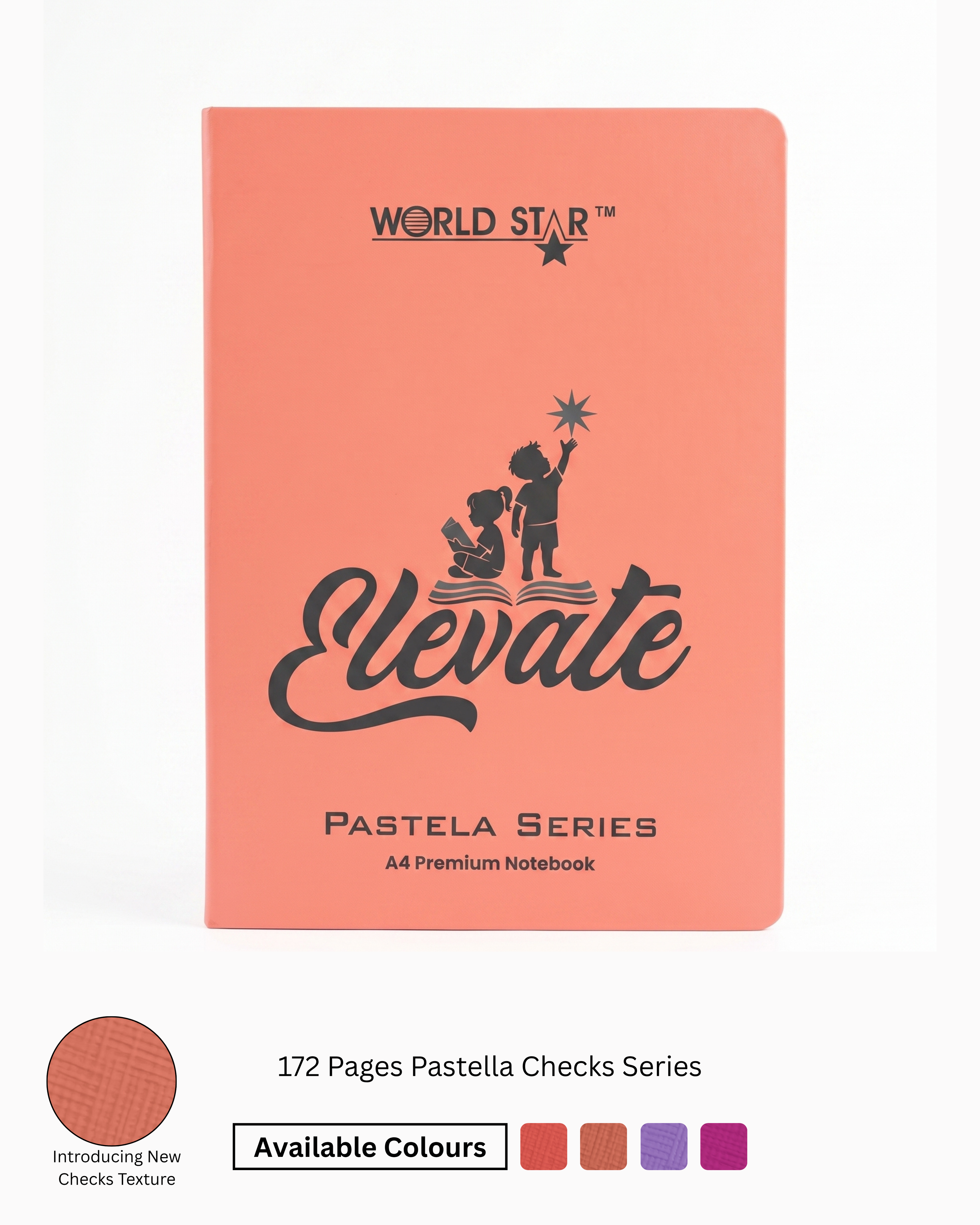 A4 Size 140 Pages Pastella Checks Series Notebook (Pack of 6)