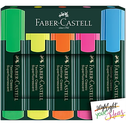 Faber-Castell Textliner Classic – Highlighter (Pack of 6 colour)