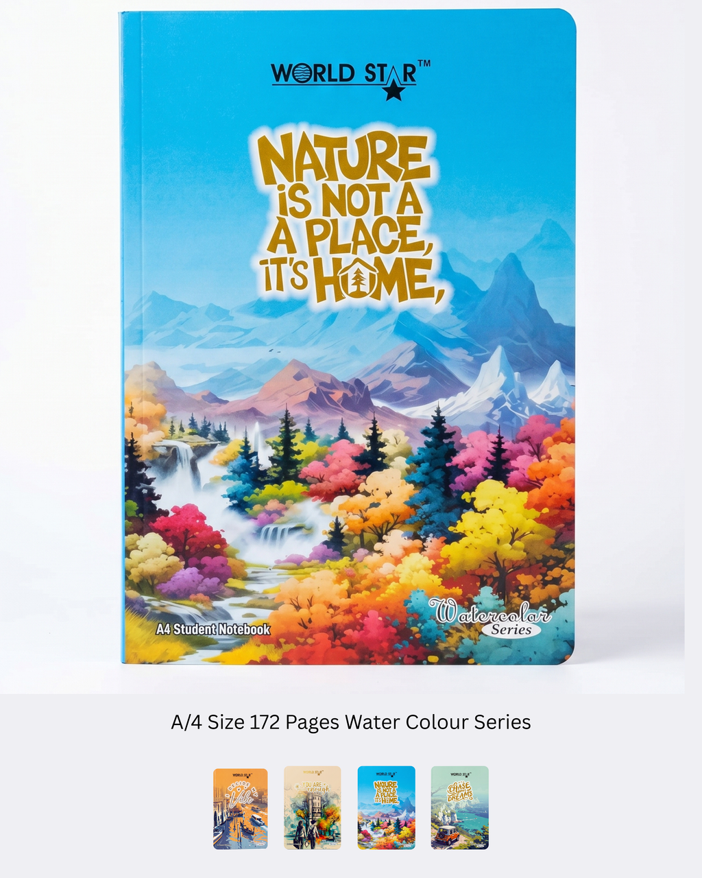 A4 Size 172 Pages Water Colour Series Notebook (Pack of 6)