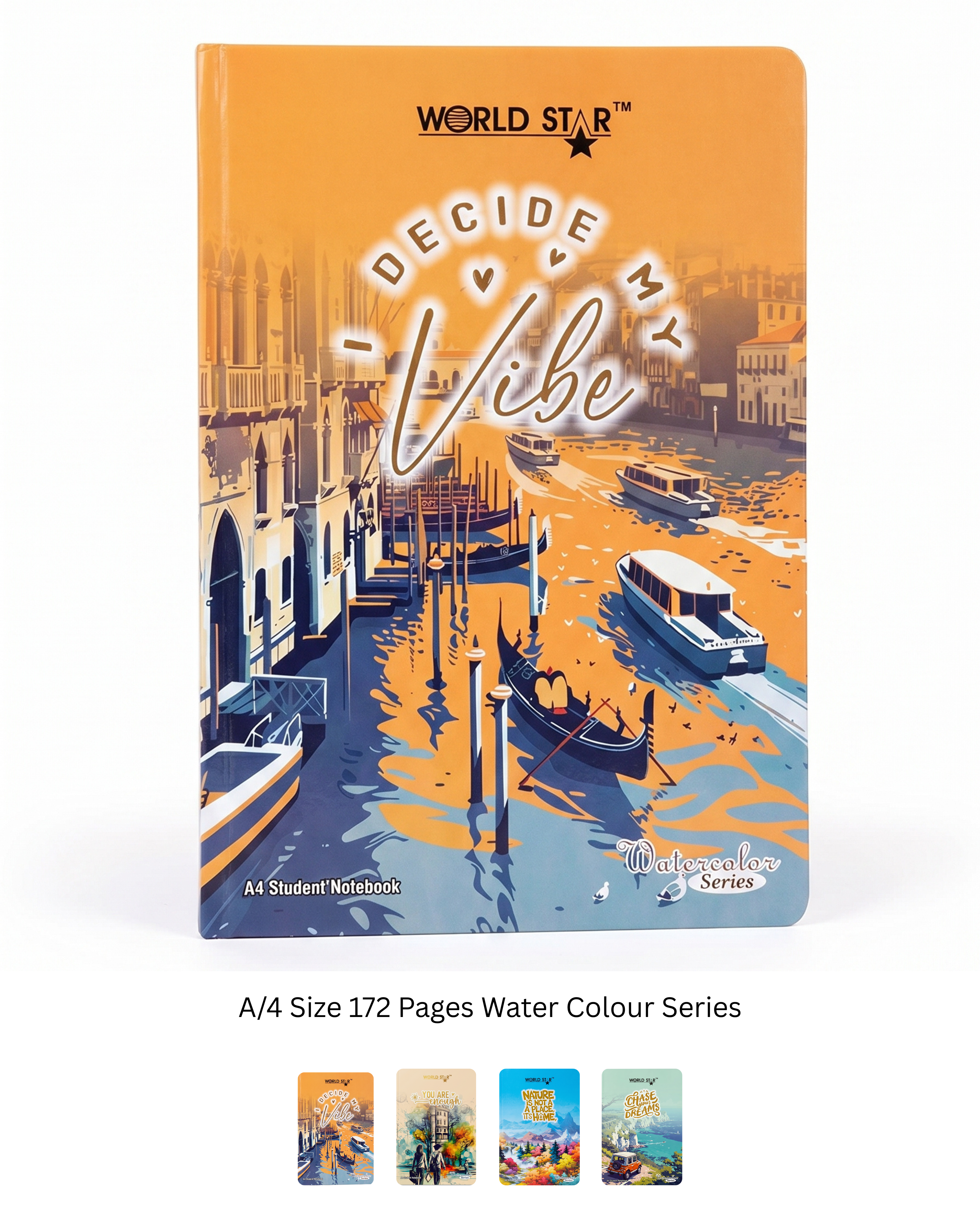 A4 Size 172 Pages Water Colour Series Notebook (Pack of 6)