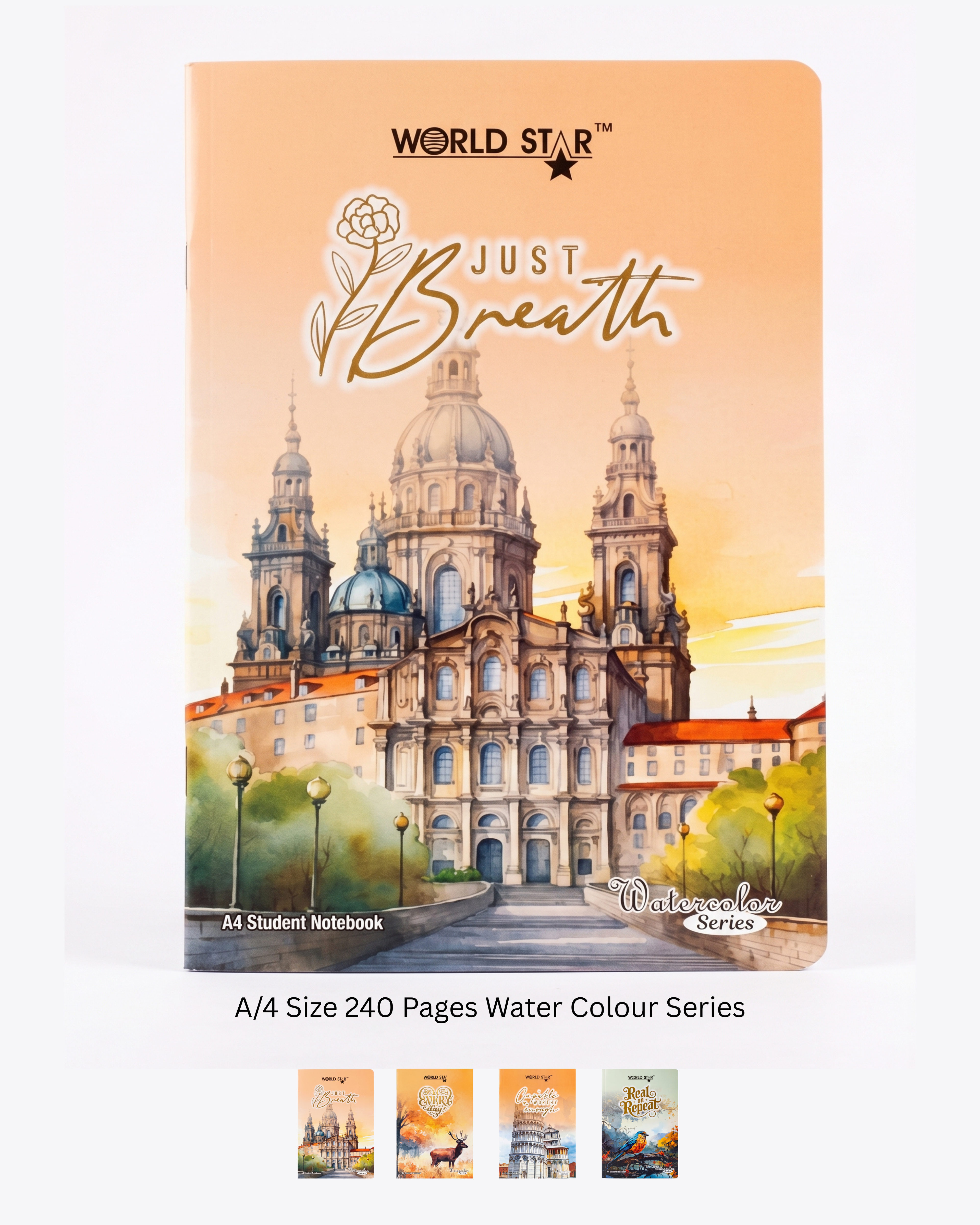 A4 Size 240 Pages Water Colour Series Notebook (Pack of 6)