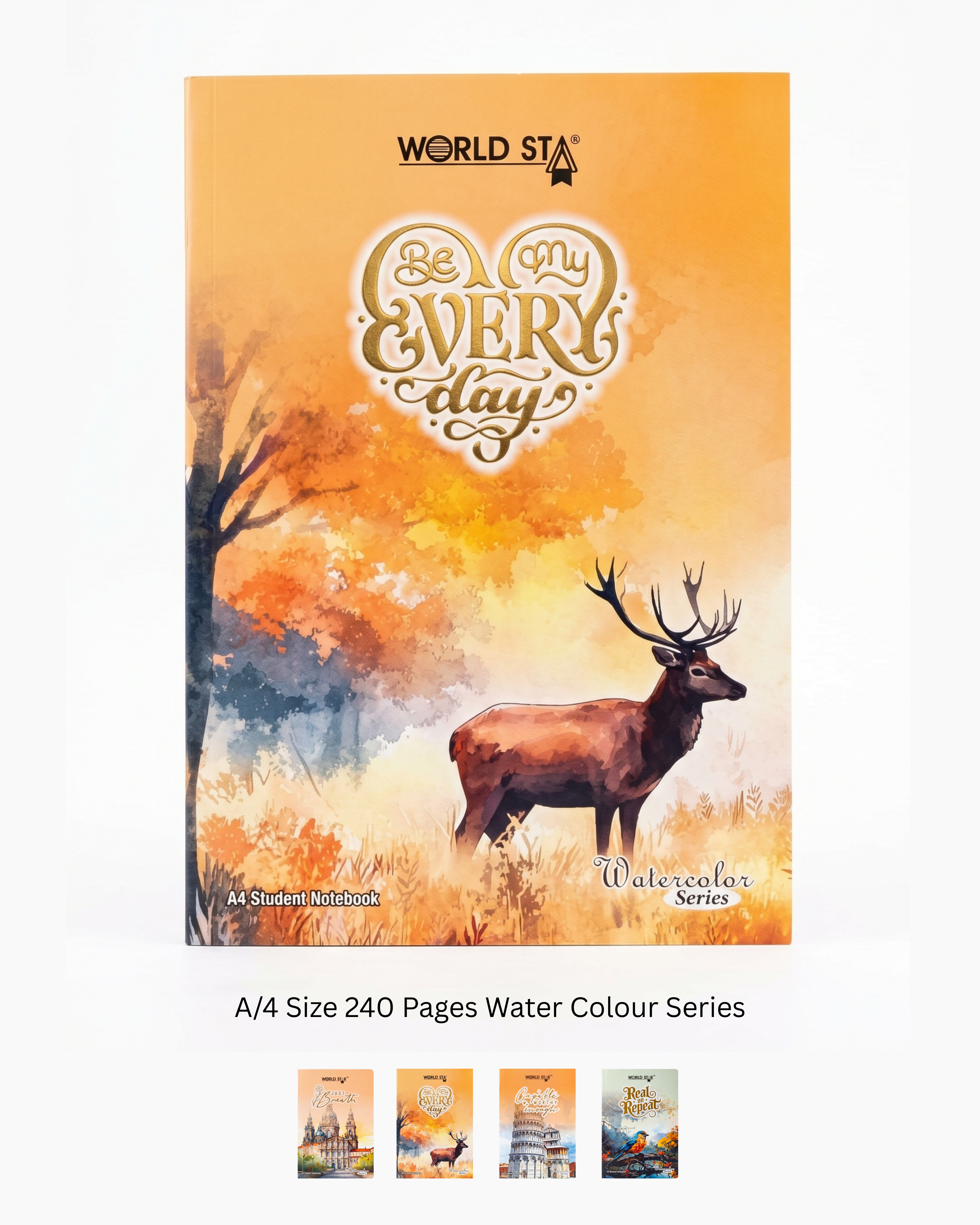 A4 Size 240 Pages Water Colour Series Notebook (Pack of 6)
