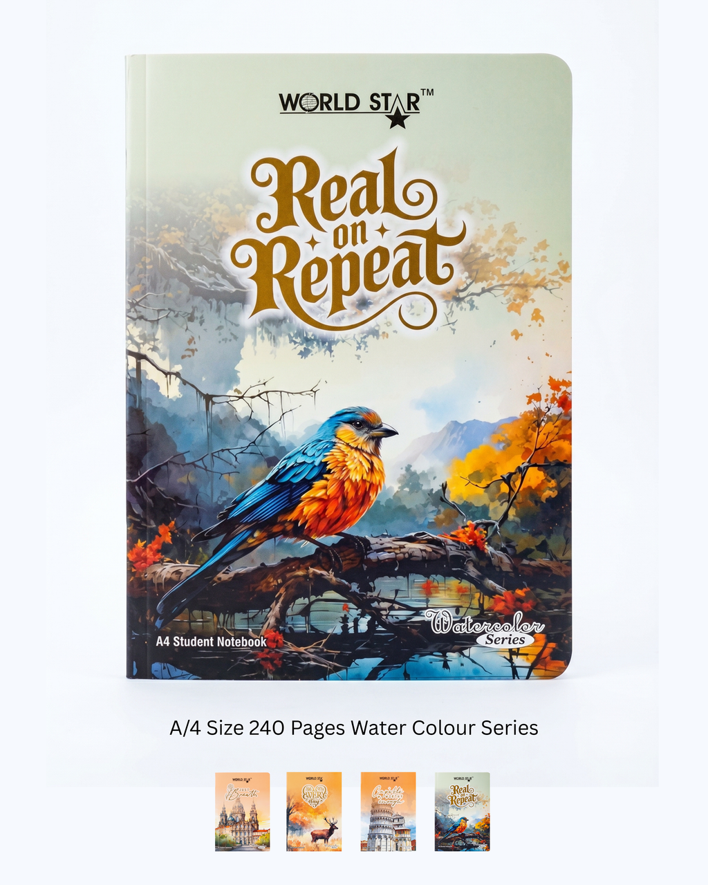 A4 Size 240 Pages Water Colour Series Notebook (Pack of 6)