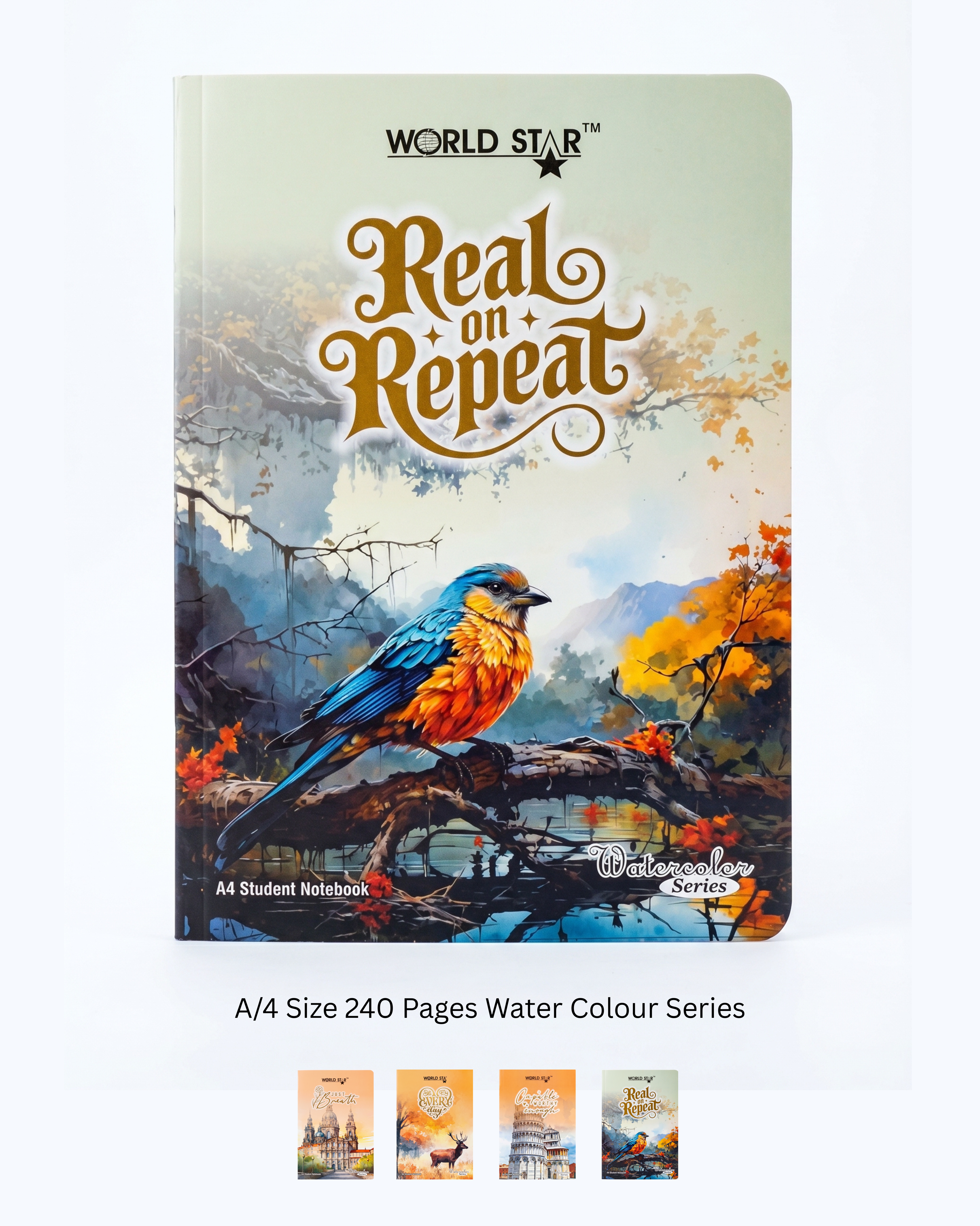 A4 Size 240 Pages Water Colour Series Notebook (Pack of 6)