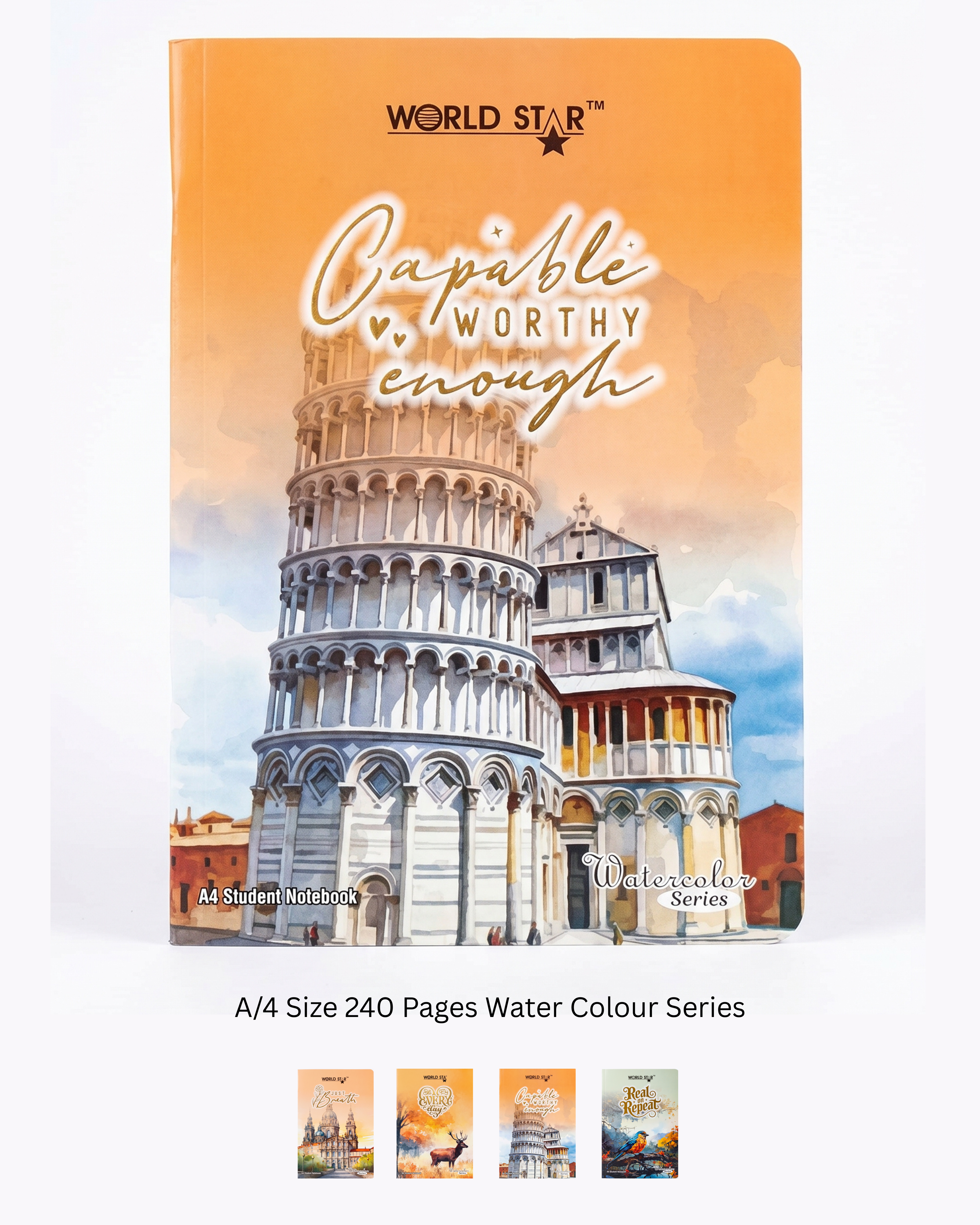 A4 Size 240 Pages Water Colour Series Notebook (Pack of 6)