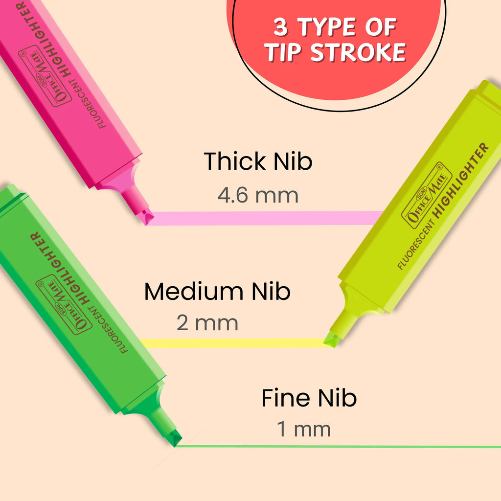 Office Mate Fluorescent – Highlighter (Pack of 6)