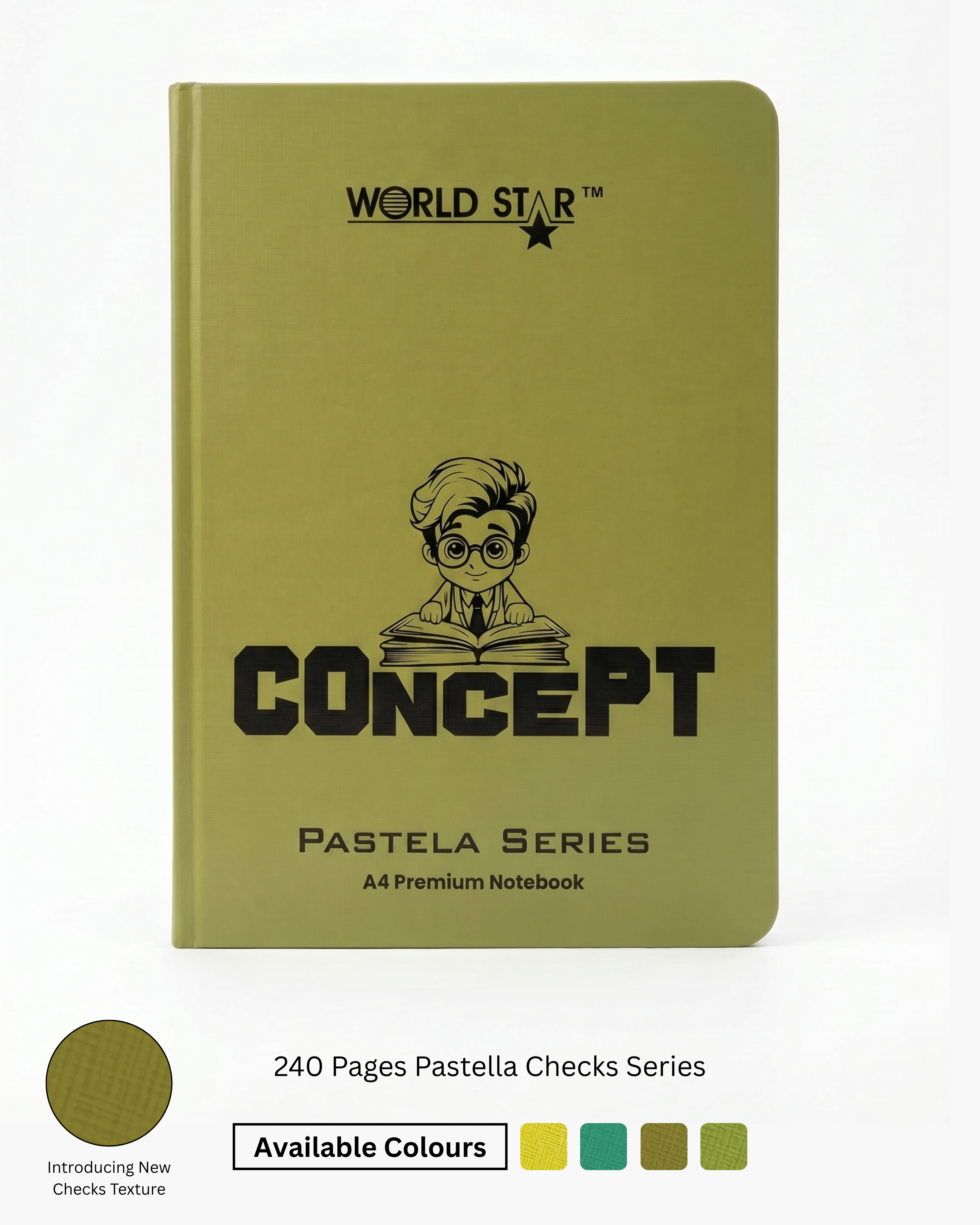 A4 Size 240 Pages Pastella Checks Series Notebook (Pack of 6)