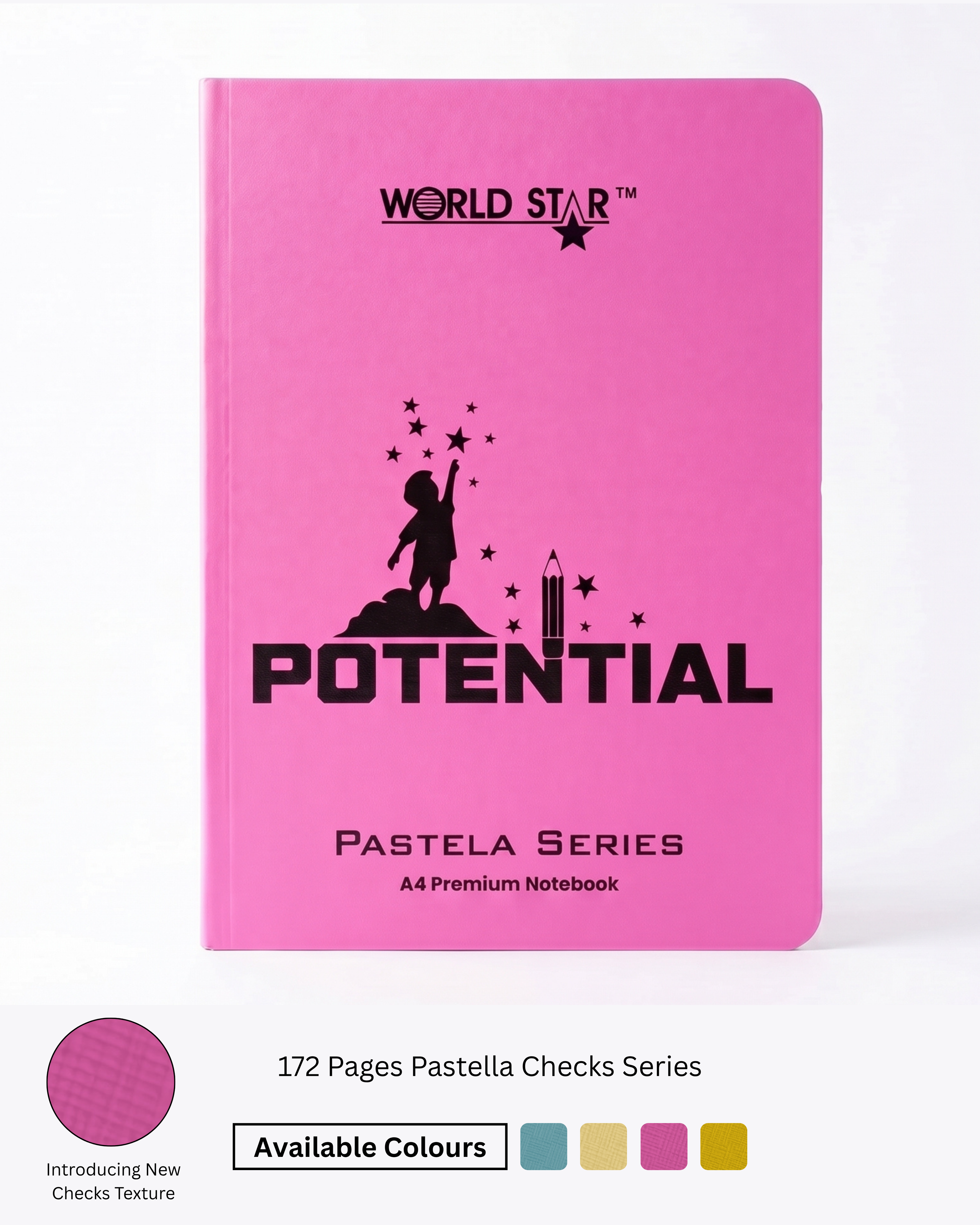 A4 Size 172 Pages Pastella Checks Series Notebook (Pack of 6)
