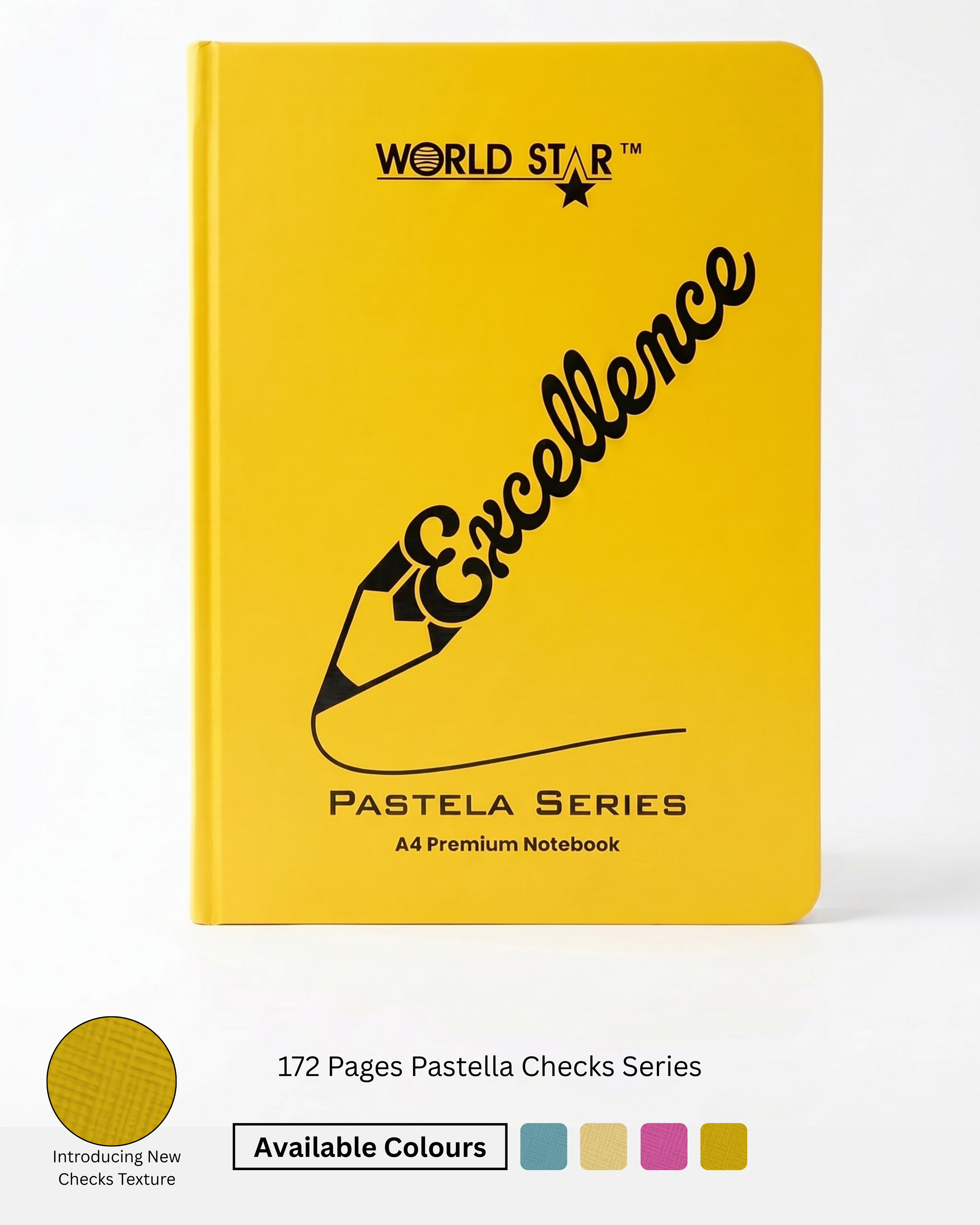 A4 Size 172 Pages Pastella Checks Series Notebook (Pack of 6)