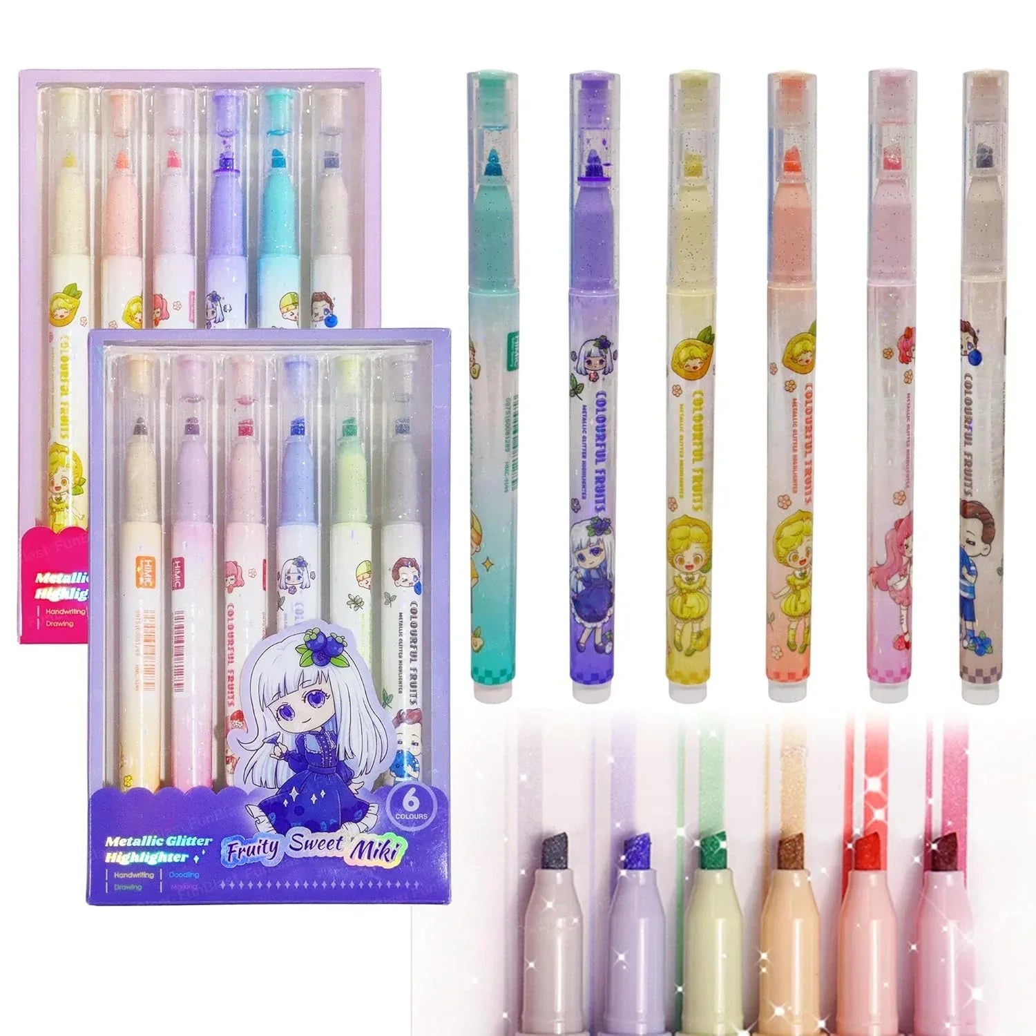 Himic Fruity Sweet Miki – Metallic Glitter Highlighter (Pack of 6)