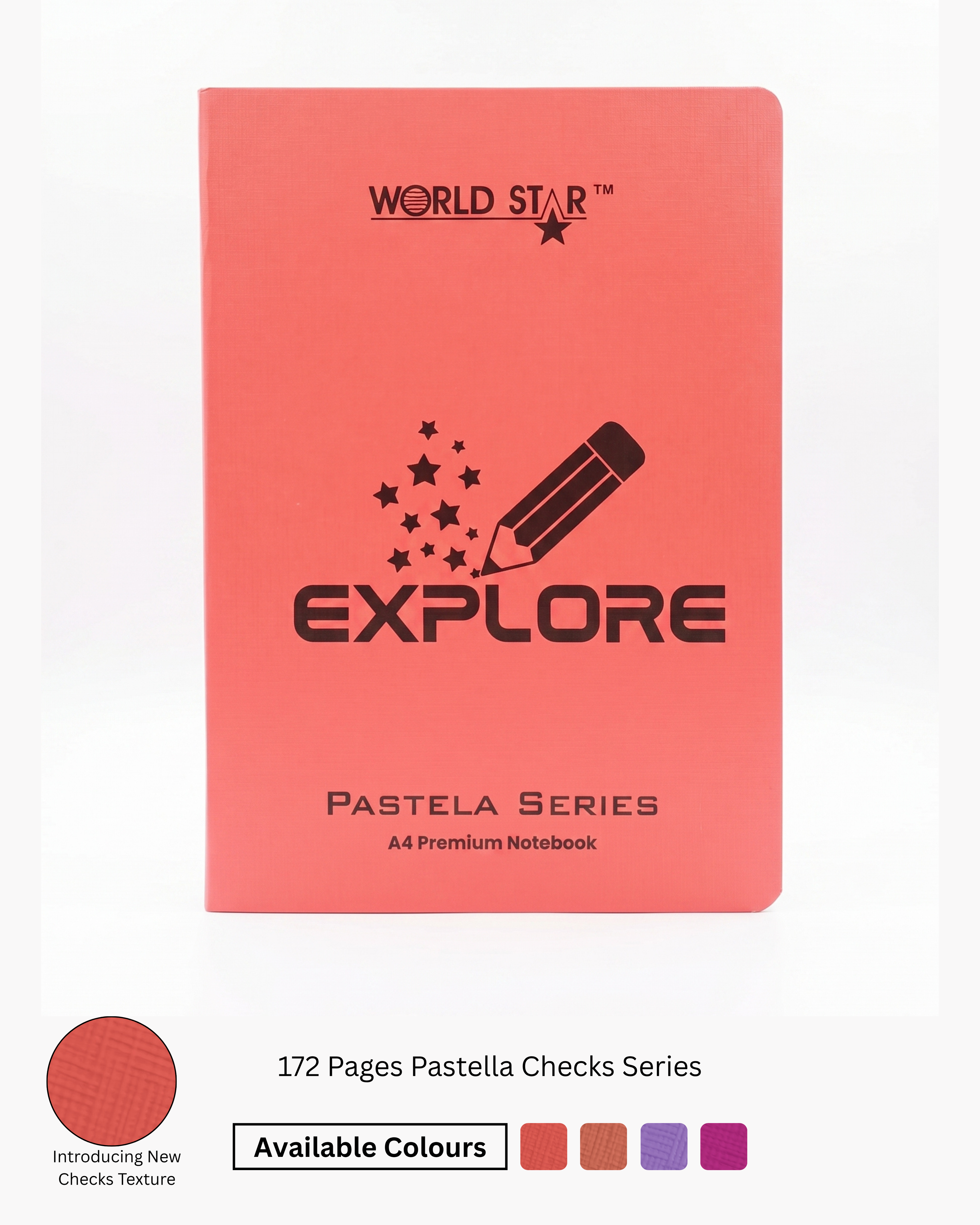 A4 Size 140 Pages Pastella Checks Series Notebook (Pack of 6)