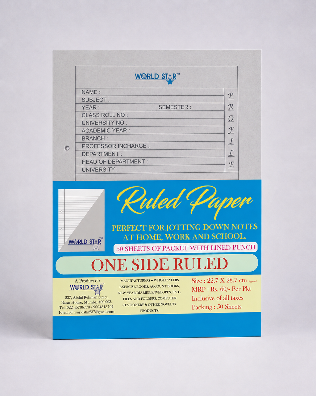 Single side rulled Assignment Sheets (Pack of 50sheets)
