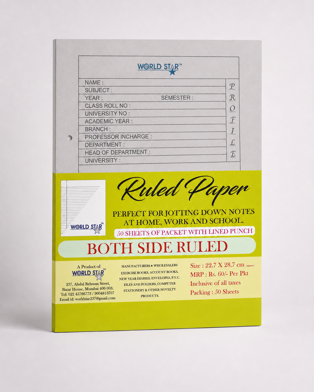 Both side rulled Assignment Sheets (Pack of 50sheets)
