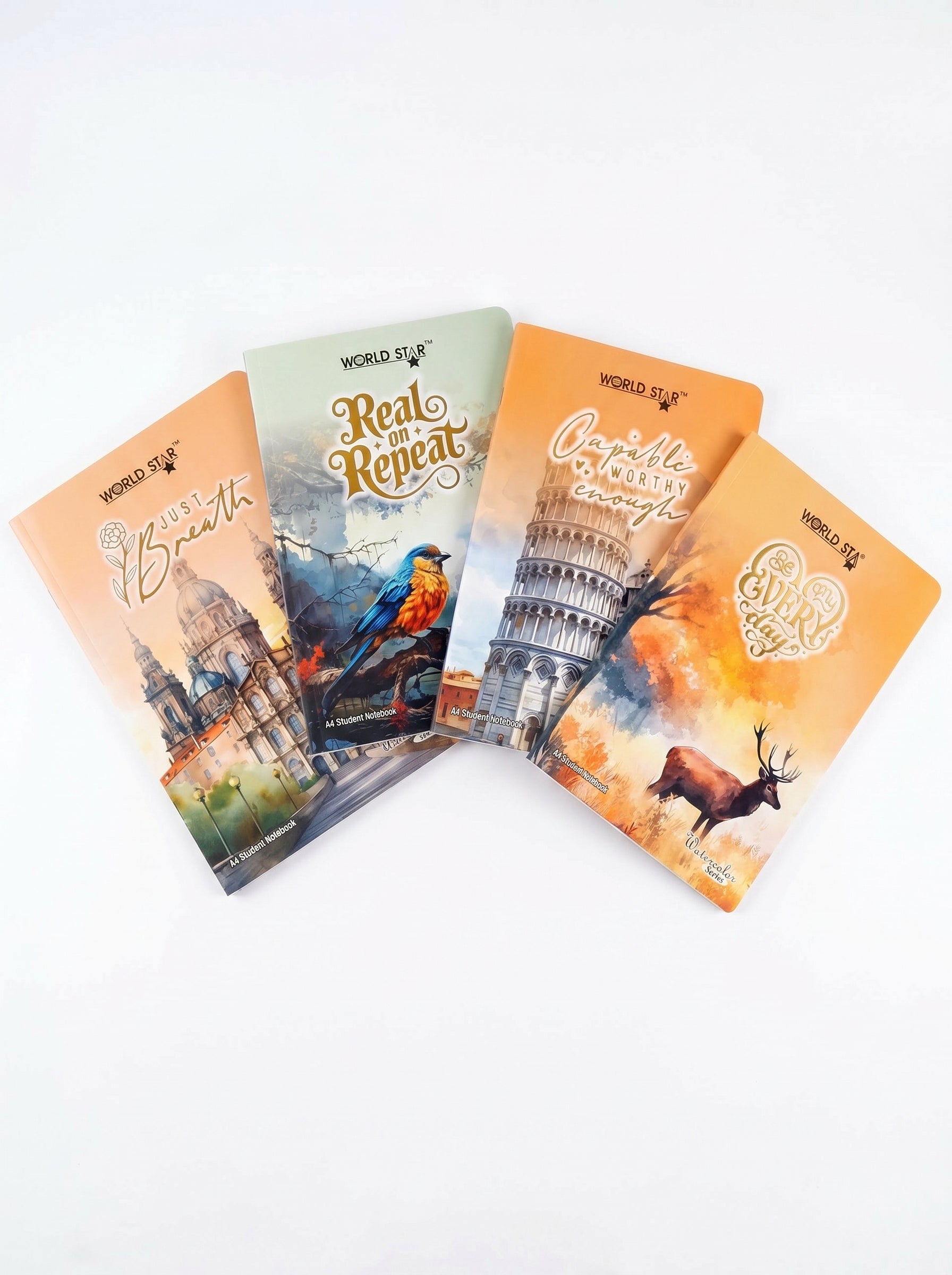 A4 Size 240 Pages Water Colour Series Notebook (Pack of 6)