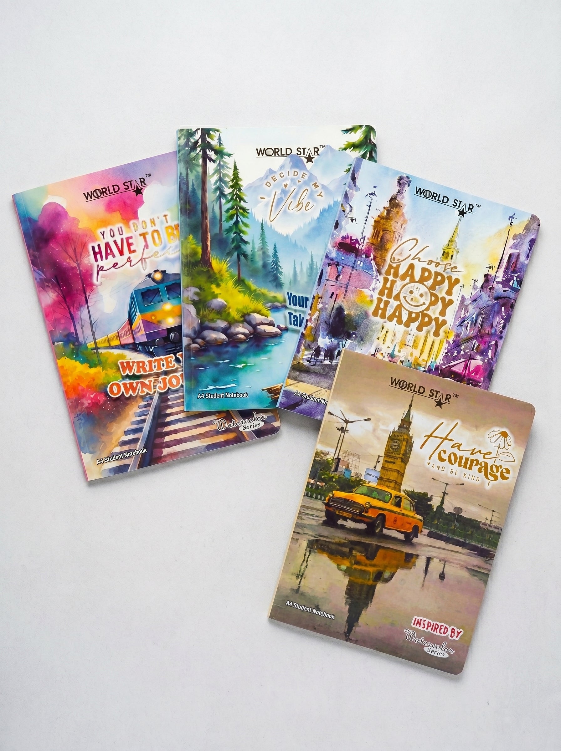 A4 Size 140 Pages Water Colour Series Notebook (Pack of 6)