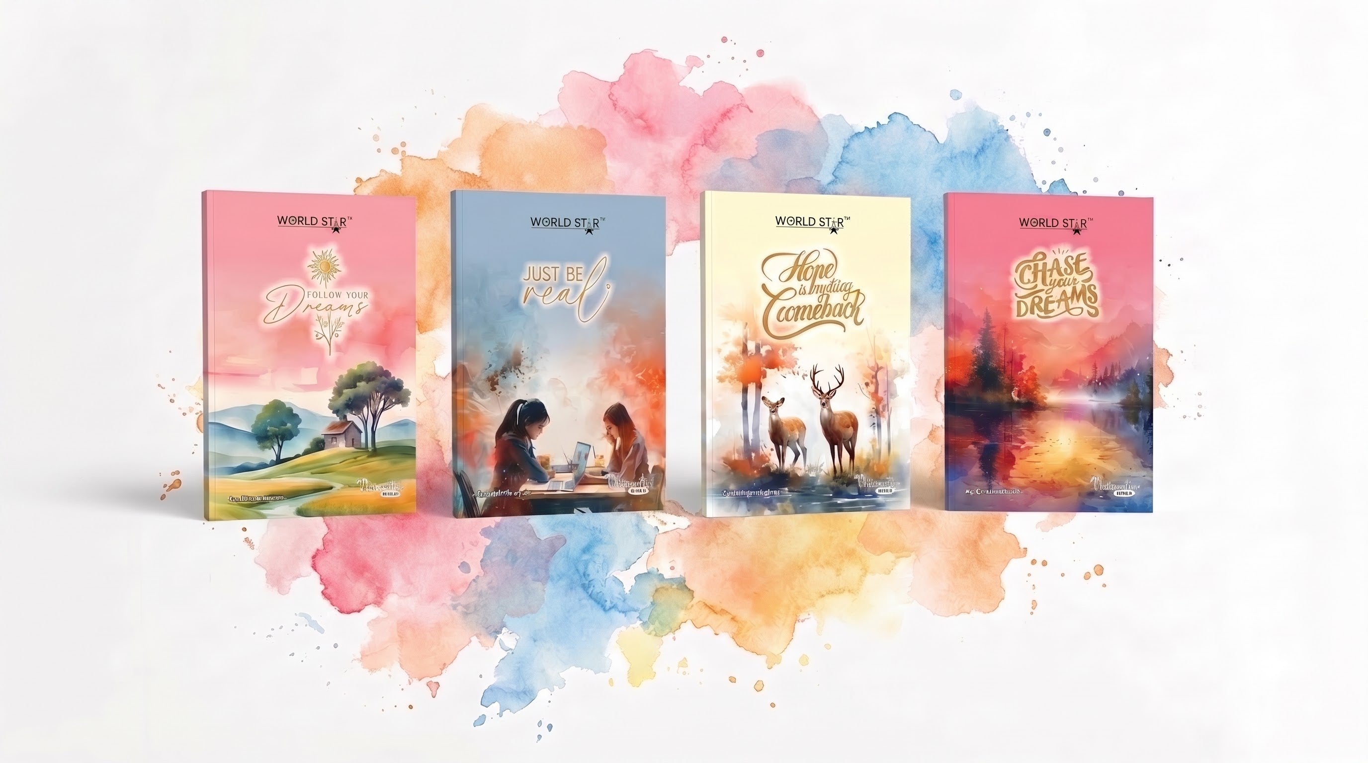 A4 320 Pages WaterColour Series Notebook (Pack of 3)