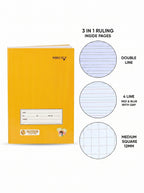 A5 Brown Notebook 76 Pages 3-in-1 Ruling