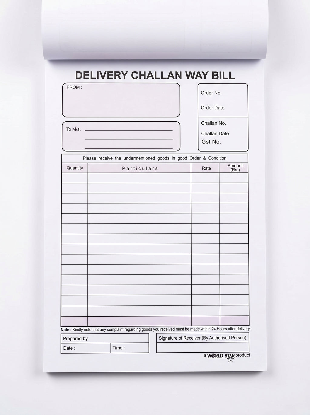 Worldstar Delivery Challan Book 50 Pages
