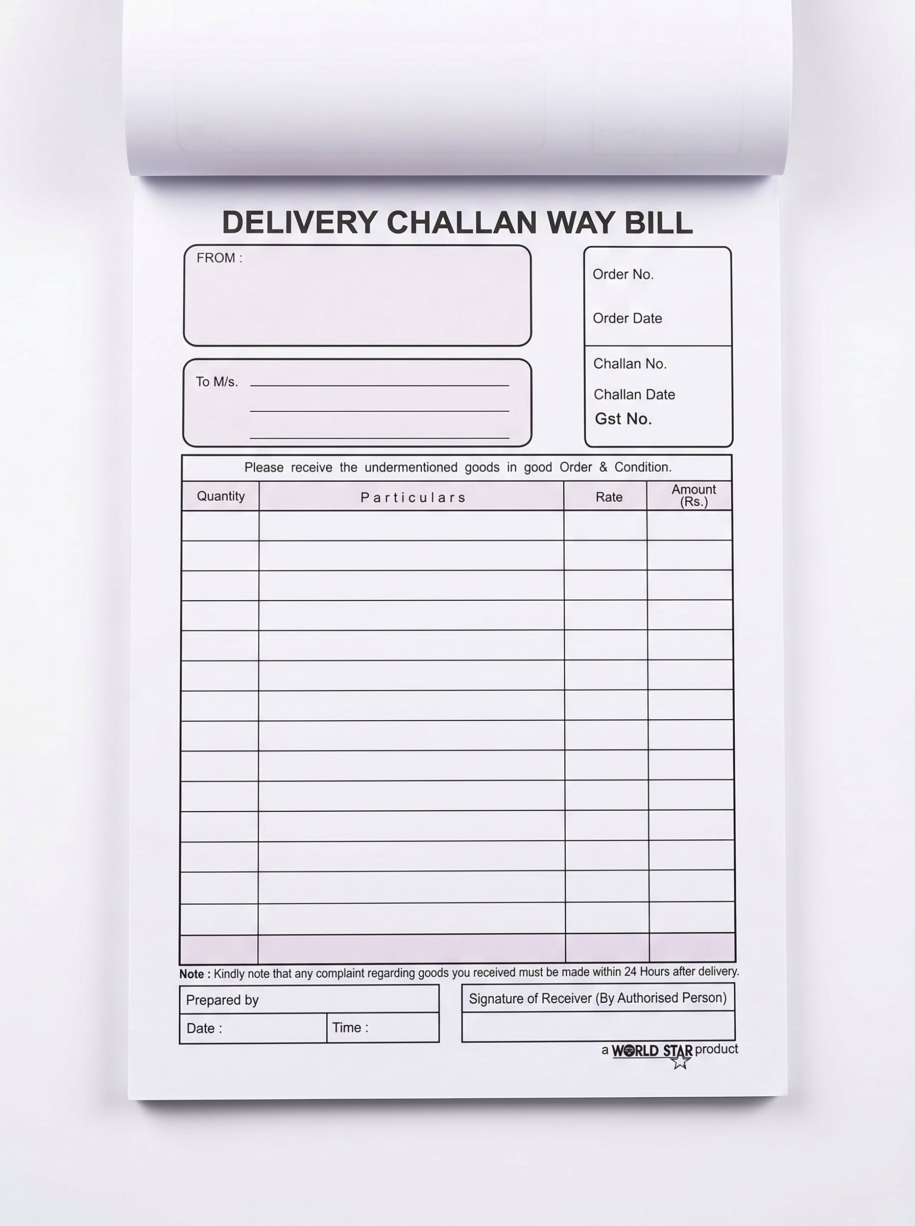 Worldstar Delivery Challan Book 50 Pages